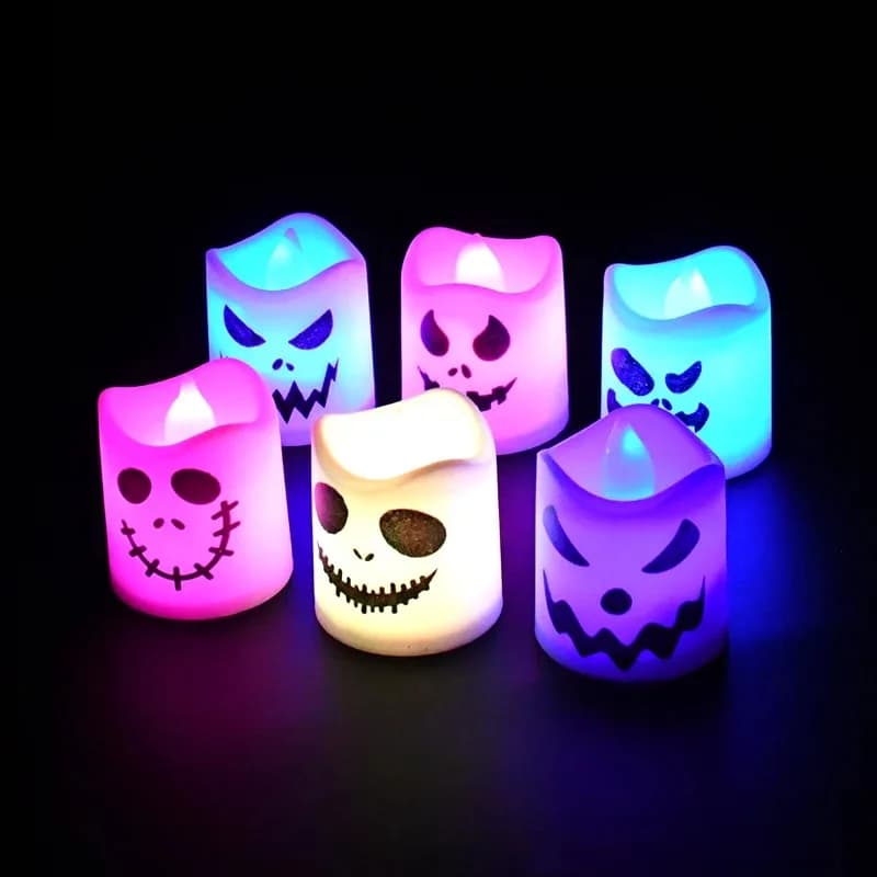6 pezzi di Halloween LED fantasma zucca candela lampada incandescente festa di Halloween casa bar decorazione casa stregata oggetti di scena horror