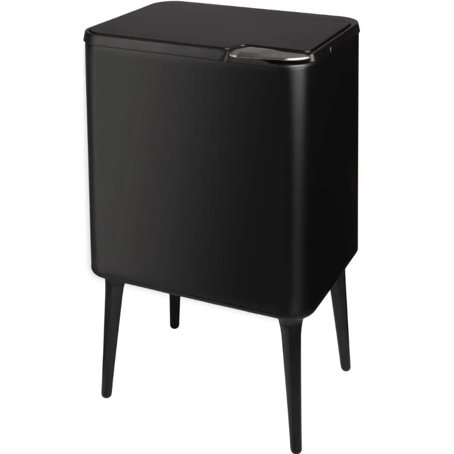 8.7-Gallon Polypropylene Trash Can with 3L Recycling Compost Bin Black