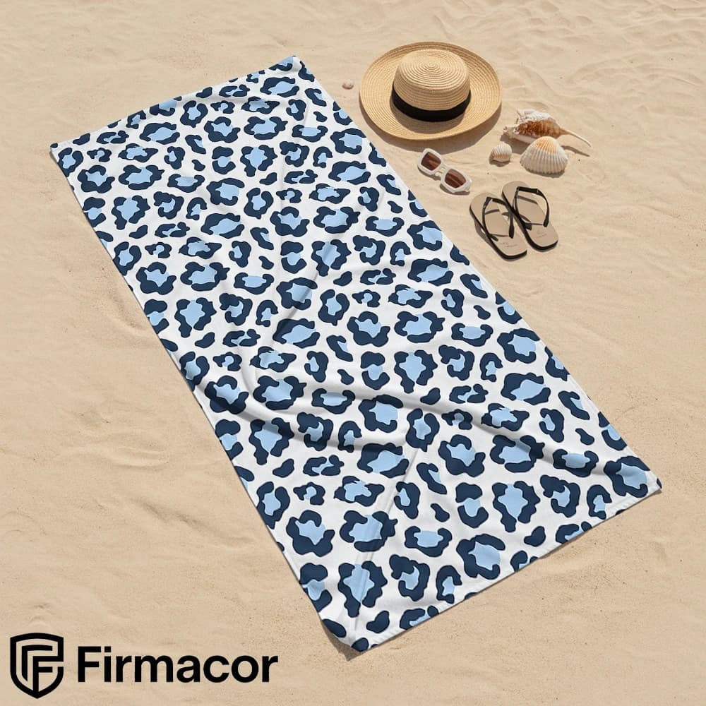 Blue Leopard Print Cartoon Anime Beach Towel Microfiber Quick Dry Super Absorbent Soft Bath Towel for Kids Adults Travel