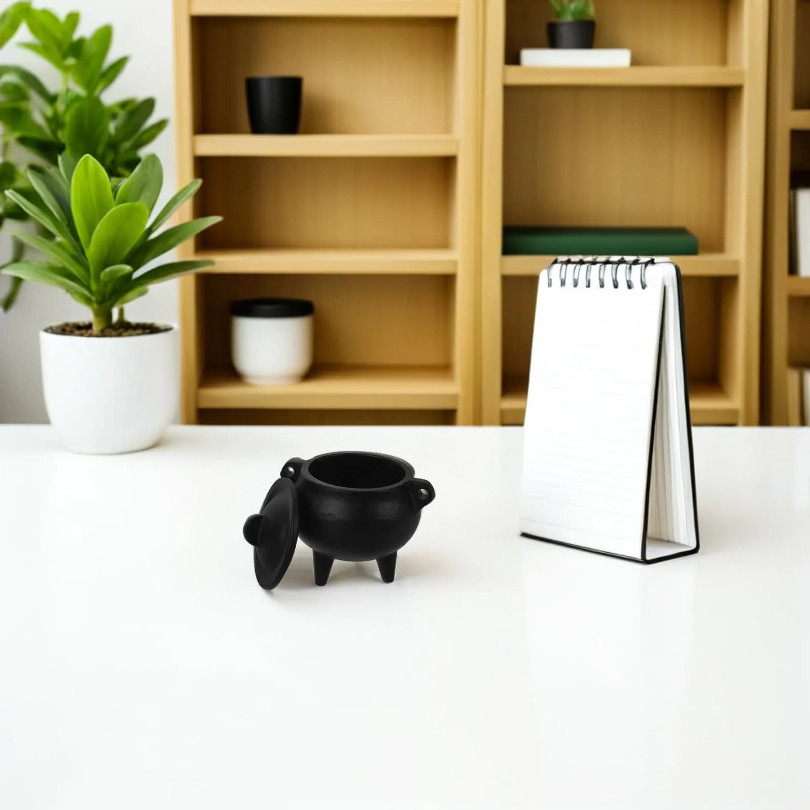 Diffusore di Aromi in Ghisa con Base in Legno Naturale, Bruciatore d'Incenso Vintage per Relax e Fragranza Domestica