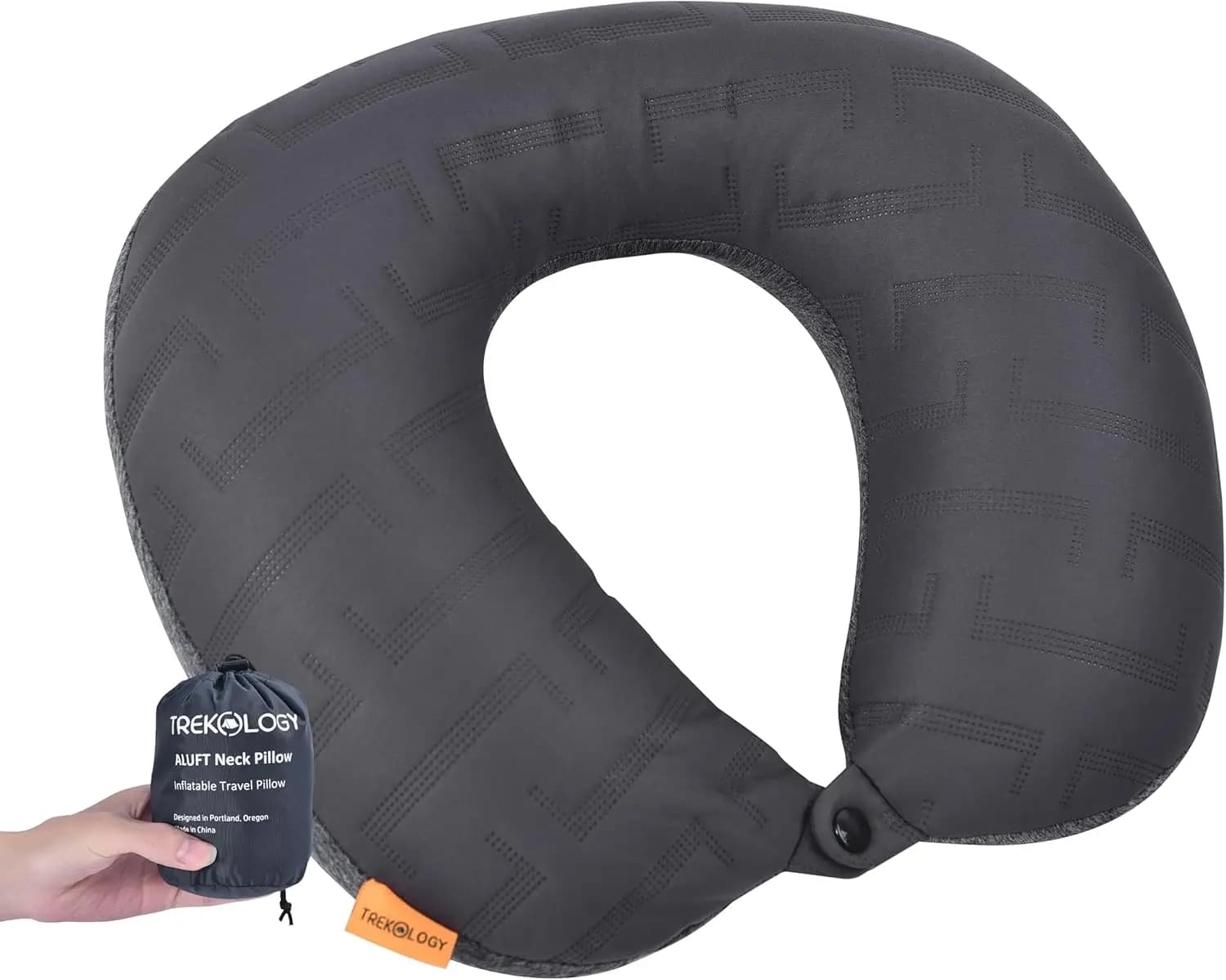 Cuscino Gonfiabile Ergonomico per Collo, per Viaggi, Aerei e Ufficio - Supporto Regolabile, Fodera Lavabile, Ultra-Leggero e Portatile