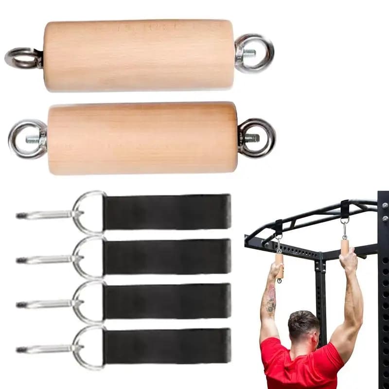 Traction Handles 2X Climbing Bar Knobs Gym Fitness Accessories in Wooden Home Portable Handles for Men's Outdoor Training
