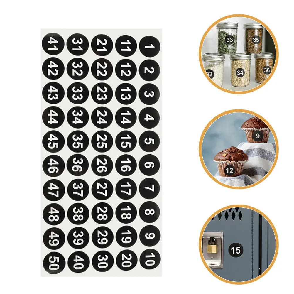 10 Sheets Number Dots Stickers Clear Round Labels Strong Adhesive for Office Classroom Warehouse Mailbox Numbering Storage Box