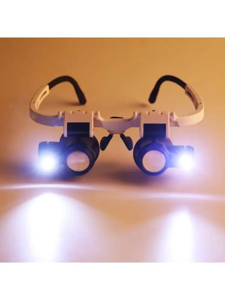 Lente d'ingrandimento binoculare con montaggio sulla testa Occhiali d'ingrandimento con fascia Luce a LED
