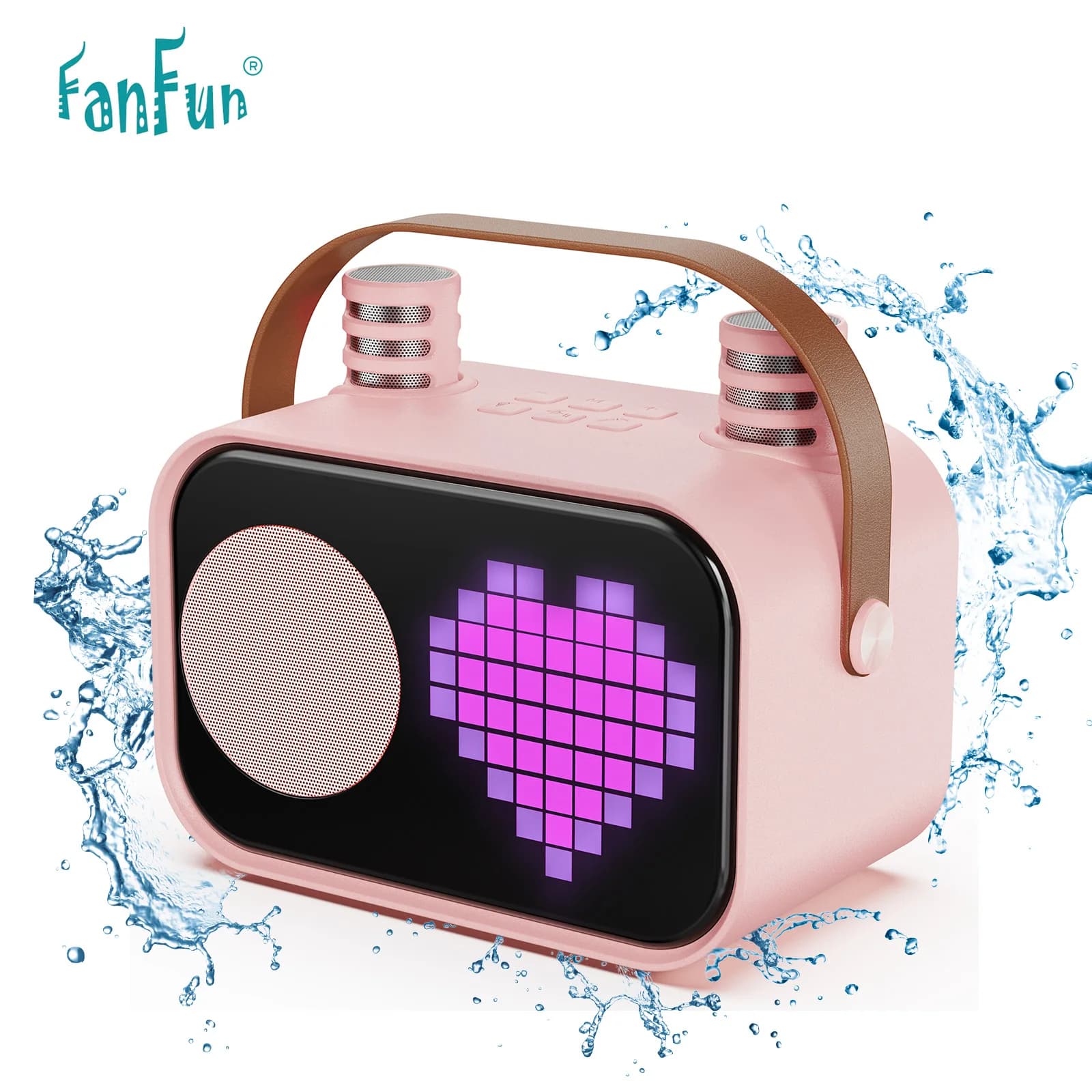 Macchina per karaoke D58 per bambini e adulti, mini altoparlante portatile per karaoke Bluetooth con 2 microfoni wireless