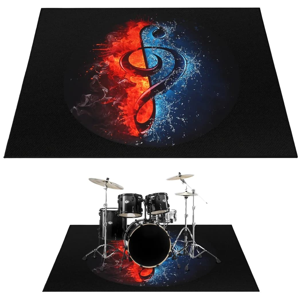 47" X 63" Drum Rug Drum Mat Electrical Drum Carpet Soundproof Rug Pads Drum Accessories For Electric Drums Jazz Drum Set Black