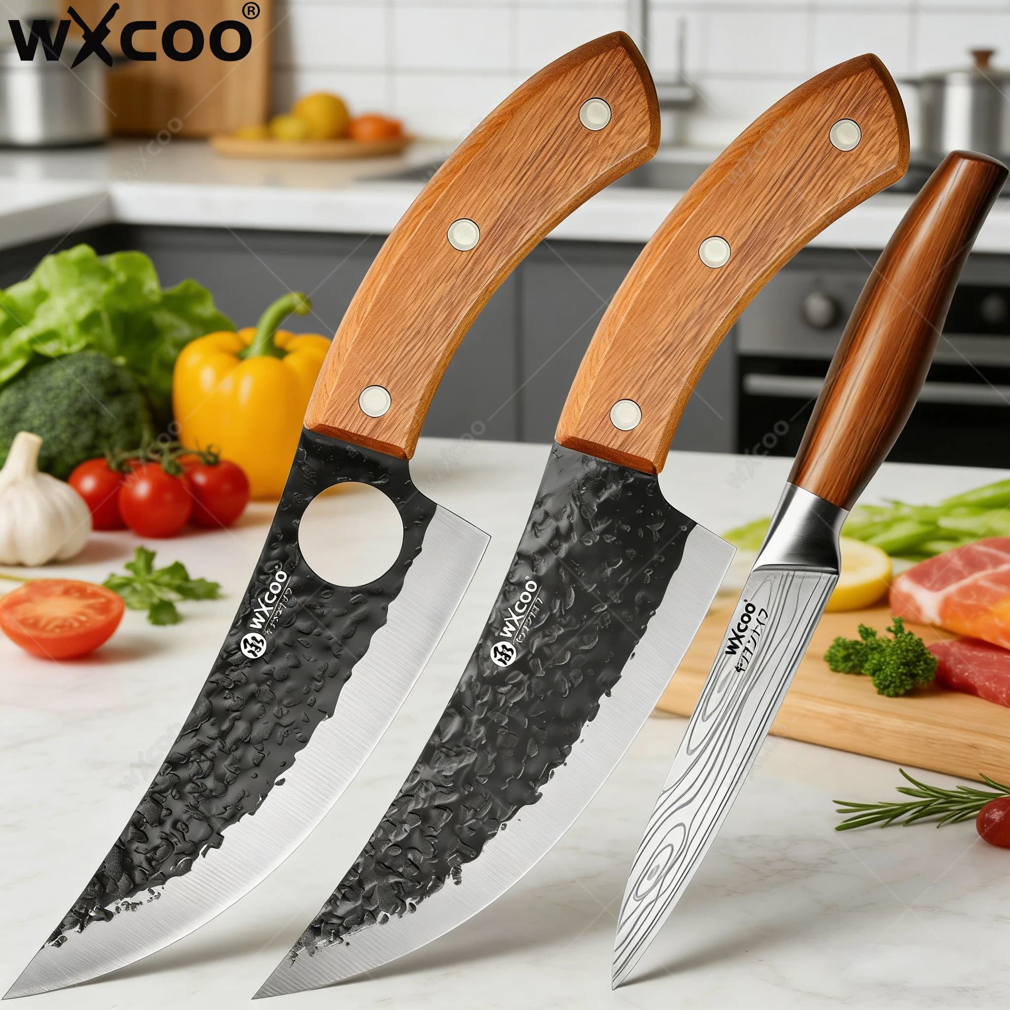 Coltello da Disosso WXCOO in Acciaio Inossidabile Forgiato a Mano, Coltello da Cucina Professionale per Affettare, Pesce, Macelleria e Carne