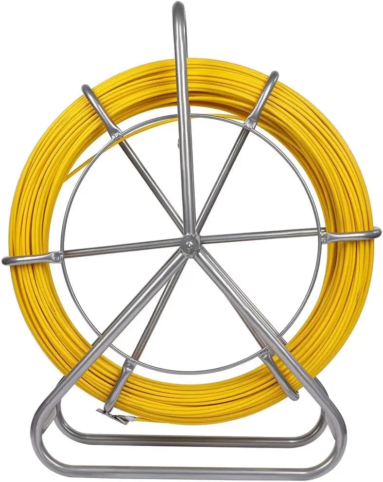 Cavo passacavi in fibra di vetro da 425FT con supporto a rullo in acciaio, attrezzo passacavi da 1/4 di pollice per cablaggio elettrico attraverso pareti e tubi