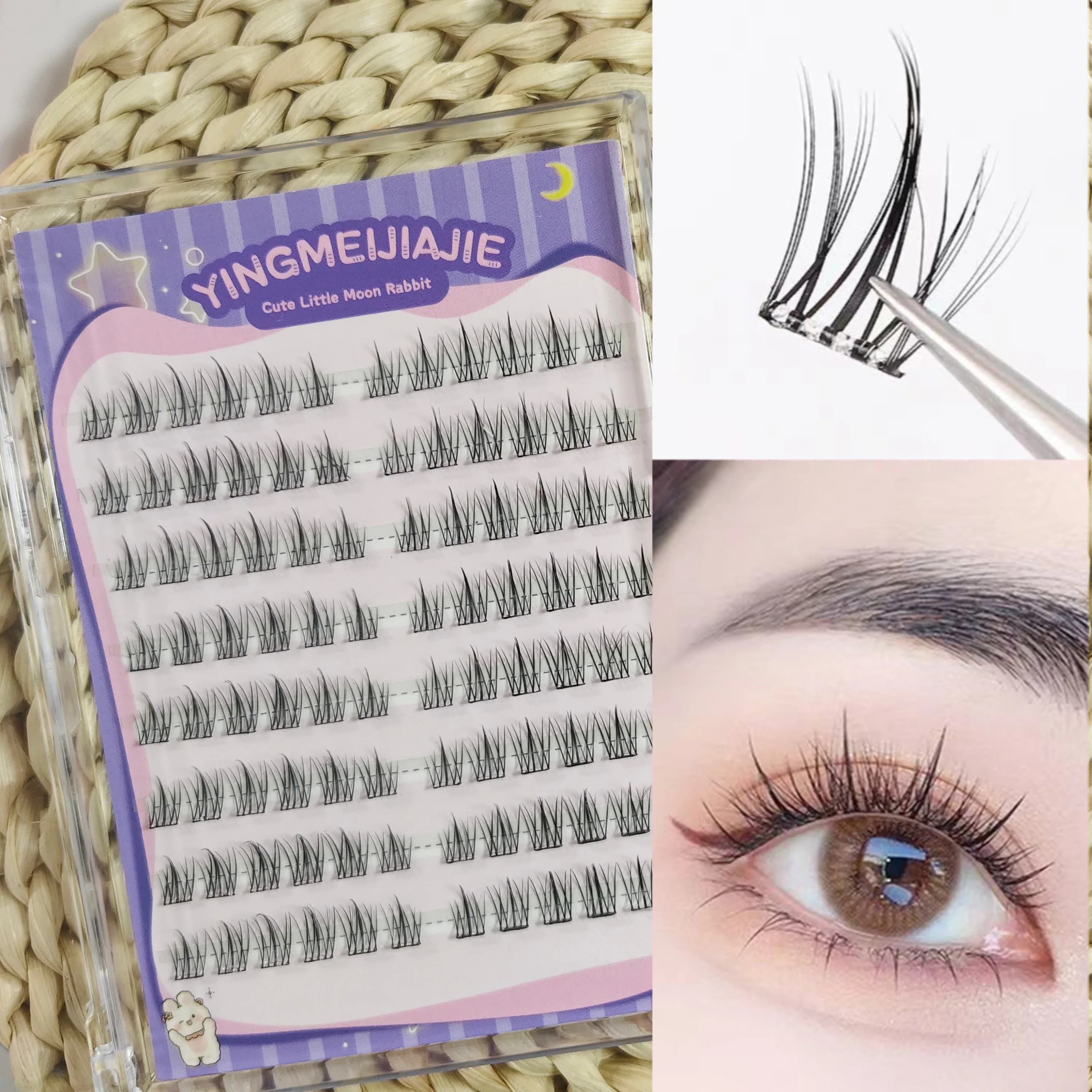 Ciglia Individuali a Ciuffetti Curvatura C, Mix di Ciuffetti 3D Effetto Naturale, Extension Ciglia Fai da Te, Banda Super Sottile 0.1mm, Ciglia Naturali Riutilizzabili