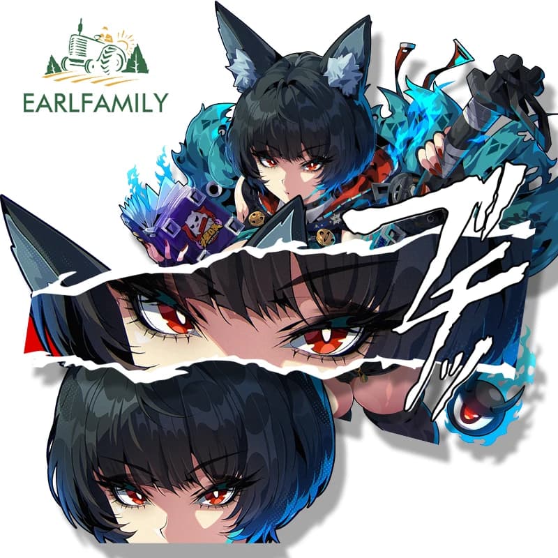 EARLFAMILY Spook Shack Lucia Fanart Adesivo per auto Gioco caldo Zzzero Chibi Grande testa Decal Peek Girl Graffiti Punk gotico Adesivi
