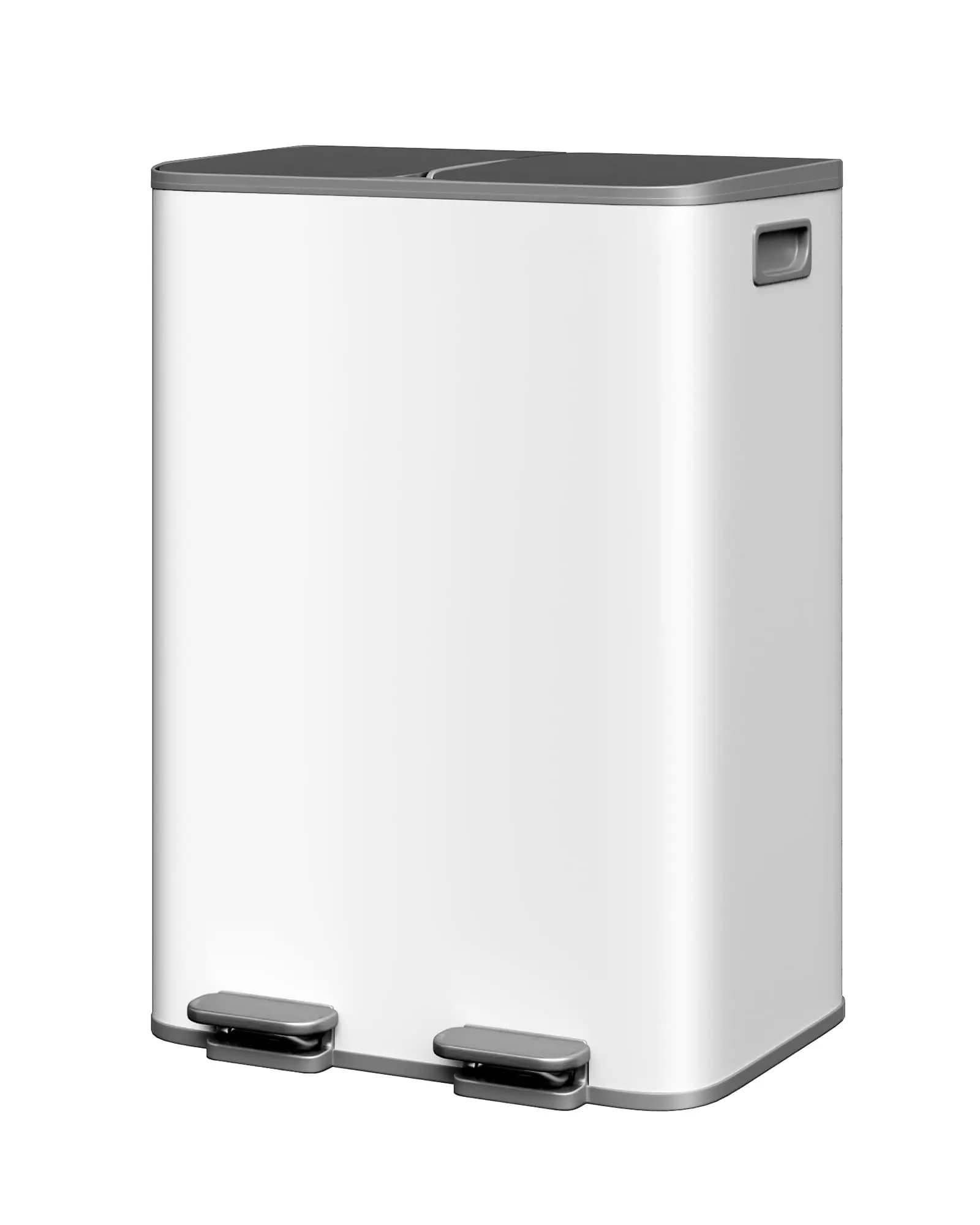 2 x 8 galloni Bidone della Spazzatura Doppio in Acciaio Inossidabile con Coperchio per Cucina, Grande Contenitore Combinato per Rifiuti e Riciclo, con Apertura a Pedale