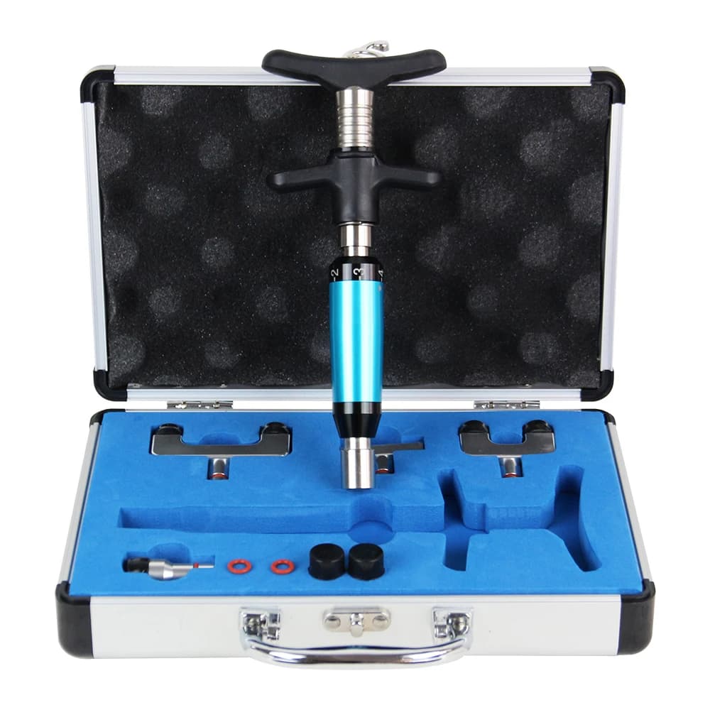 Manual Spine Correction Gun 4 Replaceable Heads Intensity Treatment Body Relax Pain Relief Massager Chiropractic Adjusting Tool