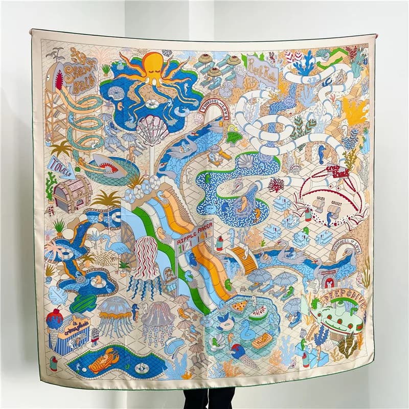 Mulberry Silk Scarf Women Hand Rolled Edges Shawls Designer Luxury Large Scarfs Square Scarves Clothing Head Decoration 135CM