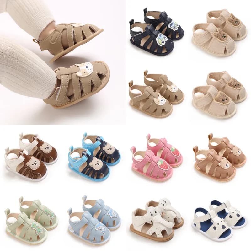 Sandali Estivi 2026 per Neonati e Bambini 0-1 Anno, con Simpatico Design a Cartone Animato, Fibbia in Nylon e Punta Chiusa