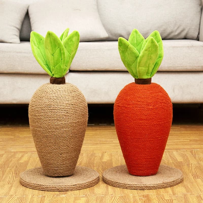 STLFAll'ingrosso nuovo sisal carino carota a forma di sisal tiragraffi per gatti giocattoli albero per gatti