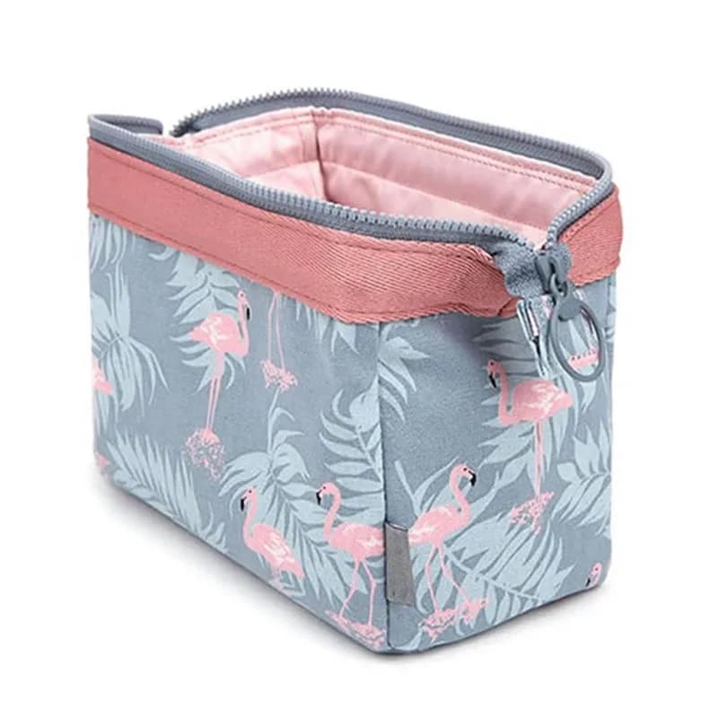 Nuova borsa per il trucco impermeabile a forma di fenicottero alla moda per donna, borsa per il trucco, organizer da viaggio, strumenti di bellezza per l'uso quotidiano, borsa portaoggetti per articoli da toeletta