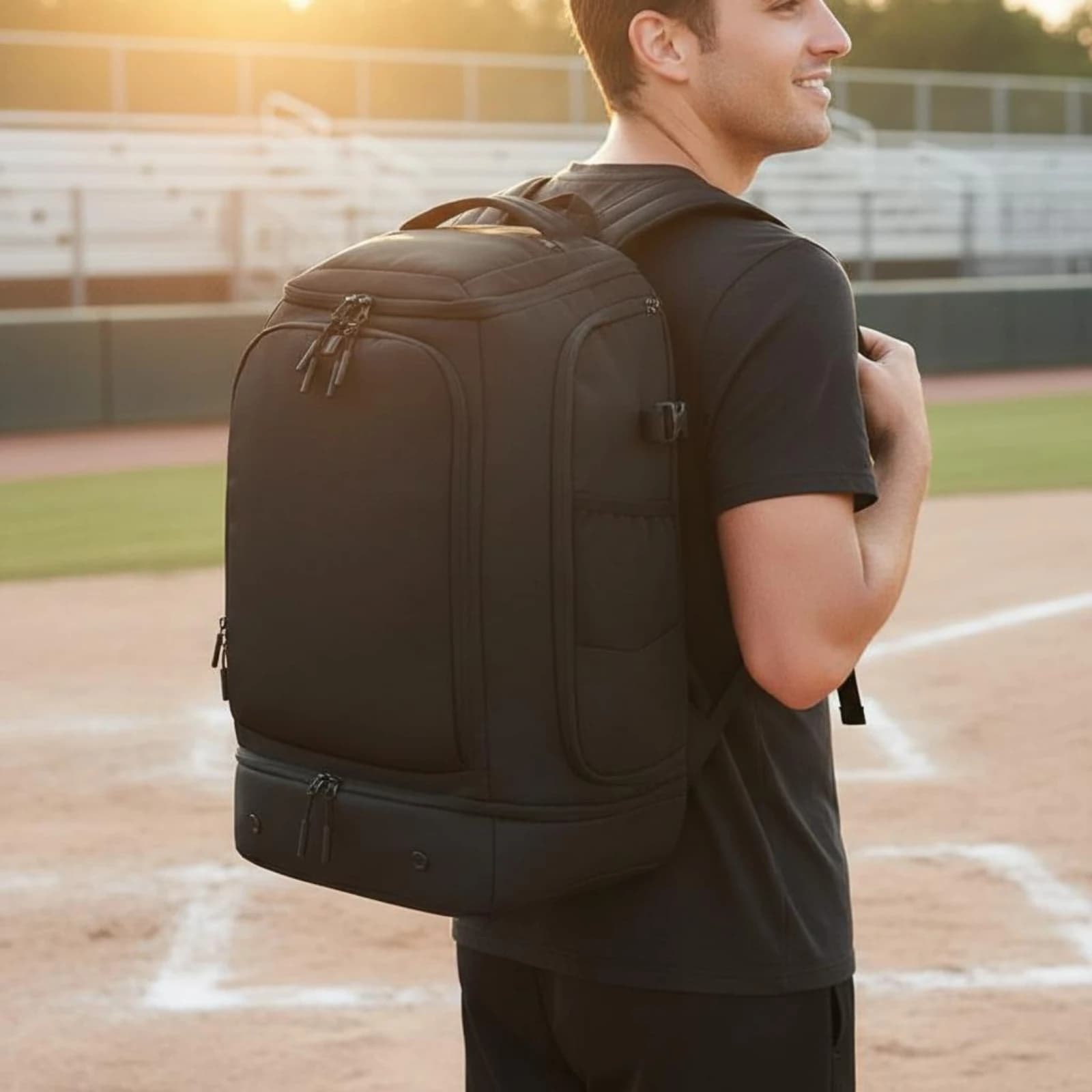 Zaino per Attrezzatura da Baseball con Ampio Scomparto Principale, Zaino per Attrezzatura da Softball, Custodia per Mazza, Separazione Asciutto/Bagnato per Partite