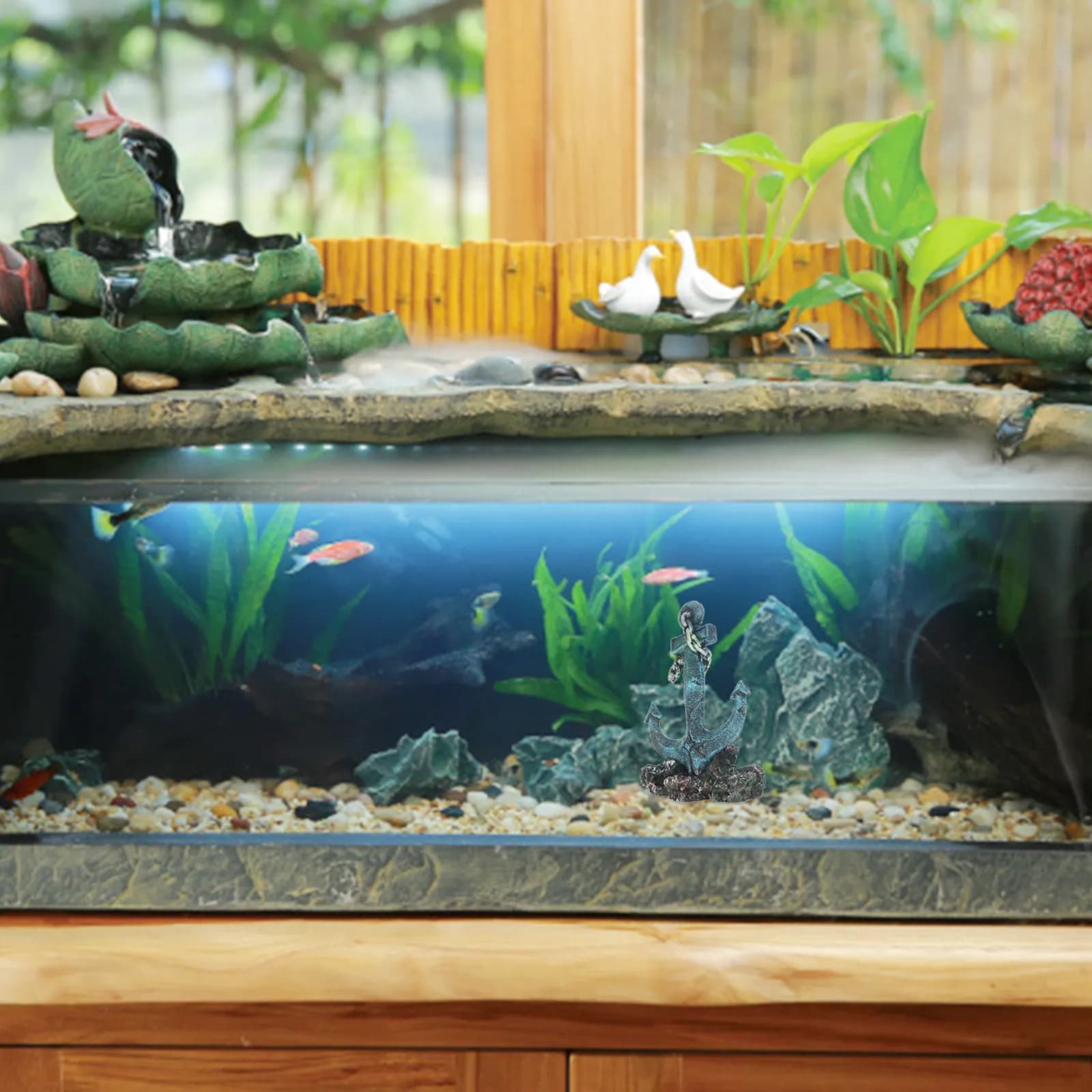 1Pcs Lifelike Resin Boat Anchor Decor Ideal for Aquarium Ornament Fish Shelter Natural Bright Detail Creative Aquarium