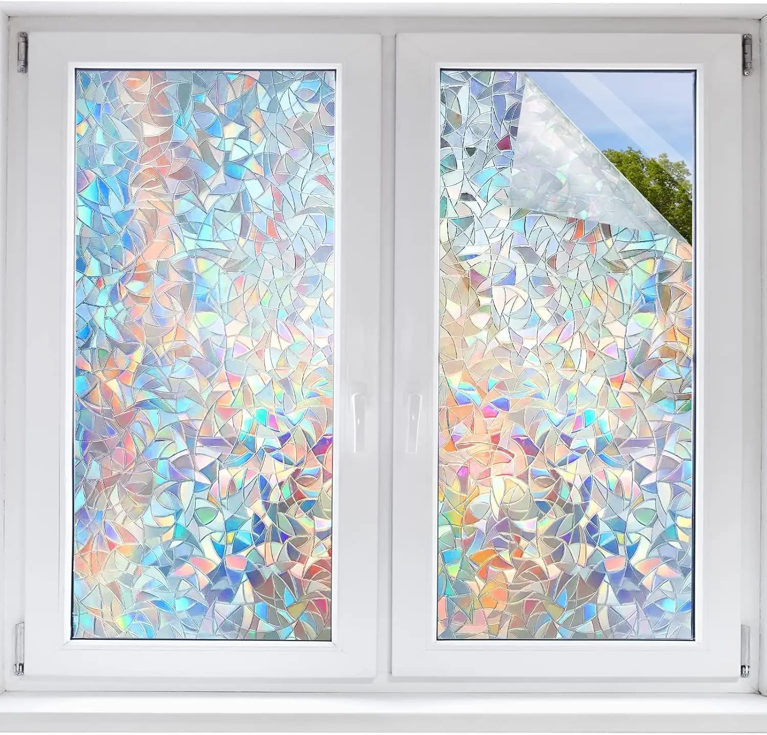 Adesivi in vinile statico effetto arcobaleno per finestre, blocco raggi UV, 23,6" x 13,1' - Facili da applicare e rimuovere