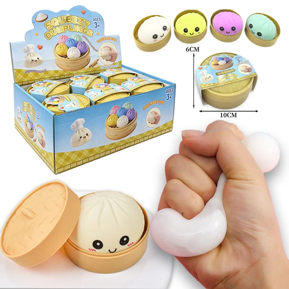 Squishy Espressivo a Forma di Grande Raviolo - Blind Box Mysecret Bun Fidget Toy in Morbido Materiale TPR Antistress, Palla di Pasta Sorpresa da Unboxing