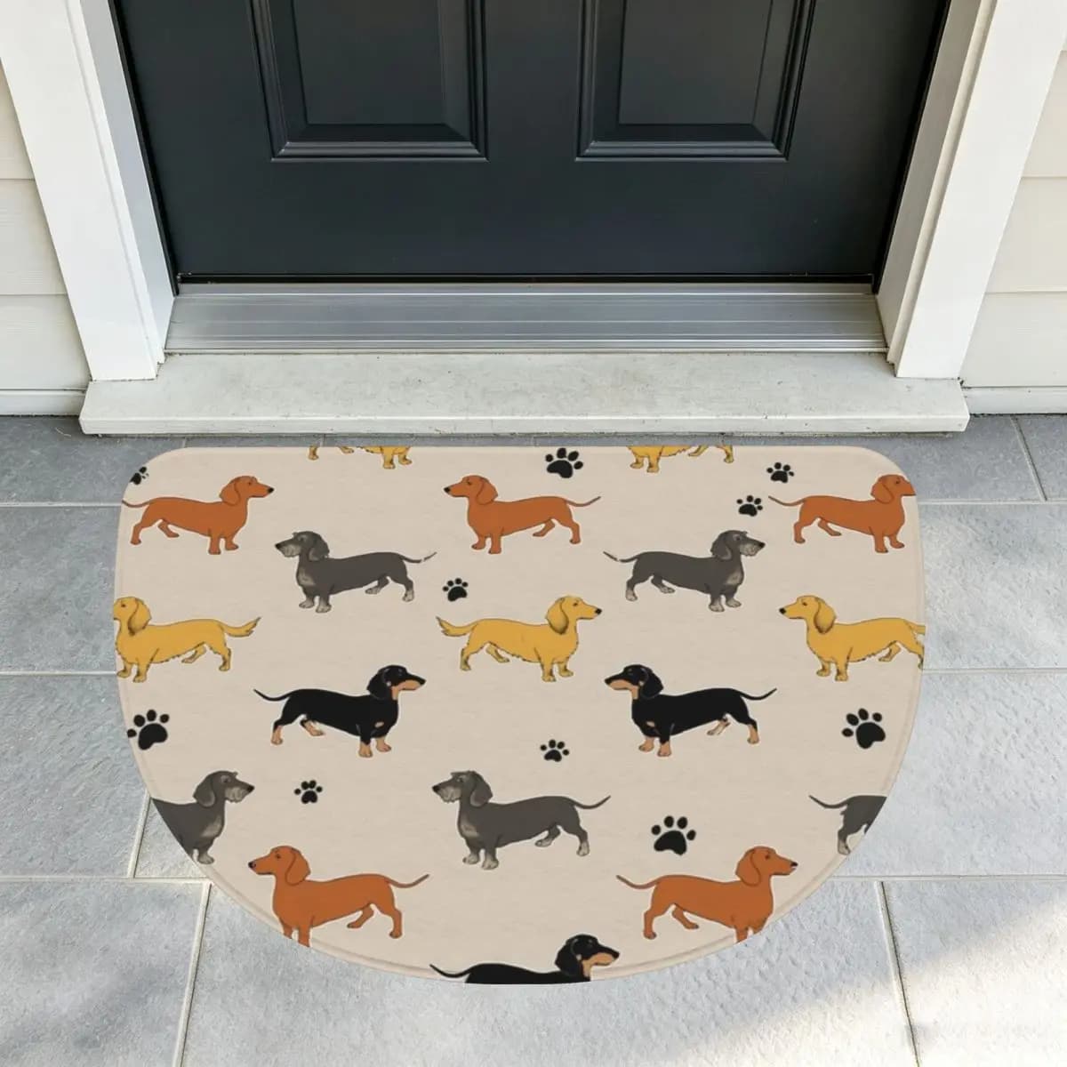 Weenie Weenies (Dachshund Sausage Dog) Soft Flannel Half Round Doormat Non Slip Bathroom Mat Absorbent Floor Carpet for Bathroom