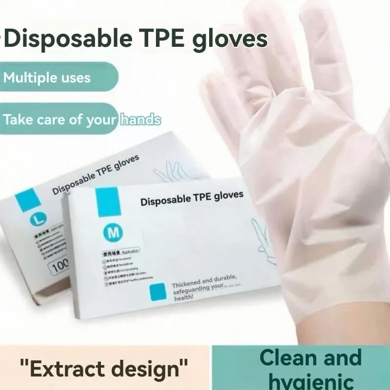Guanti in plastica usa e getta, antiscivolo, trasparenti, confezione da 500 paia per servizi alimentari e bellezza