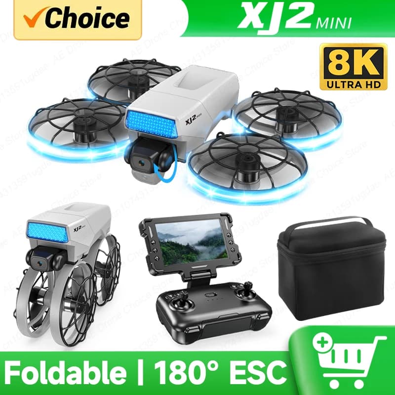 NUOVO XJ2 Mini Camera Drone 8K Professionale HD Pieghevole Brushless Quadcopter RC Dron FPV Aereo UAV Giocattolo per Il Ragazzo Regalo Per Bambini Antenna
