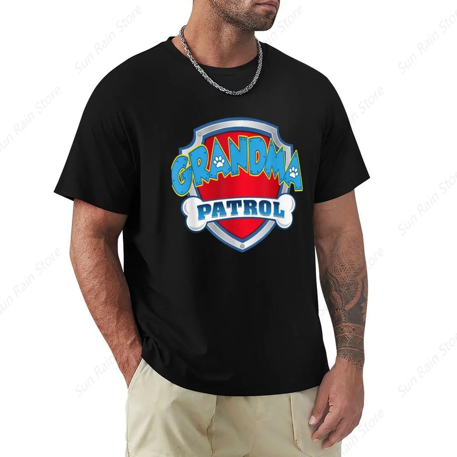 Nonna Patrol - Dog Mom t-shirt grafica camicetta tees abbigliamento uomo