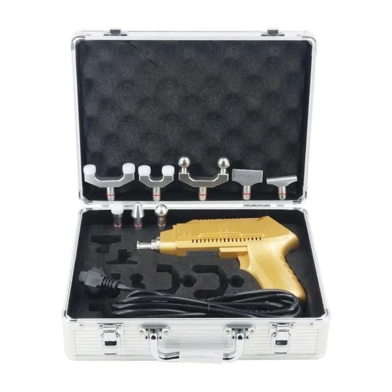 Pistola per massaggio antidolorifico muscolare profondo 100W Motore potente 5 frequenze 30 livelli 8 teste sostituibili Strumento spinale chiropratico