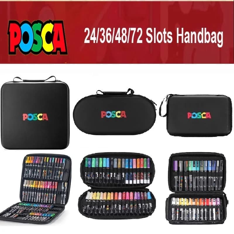 POSCA Astuccio per penne 24/36/48/72 fori Borsa per cancelleria Pennelli artistici Creatori estetici Scatola portaoggetti vuota per la scuola