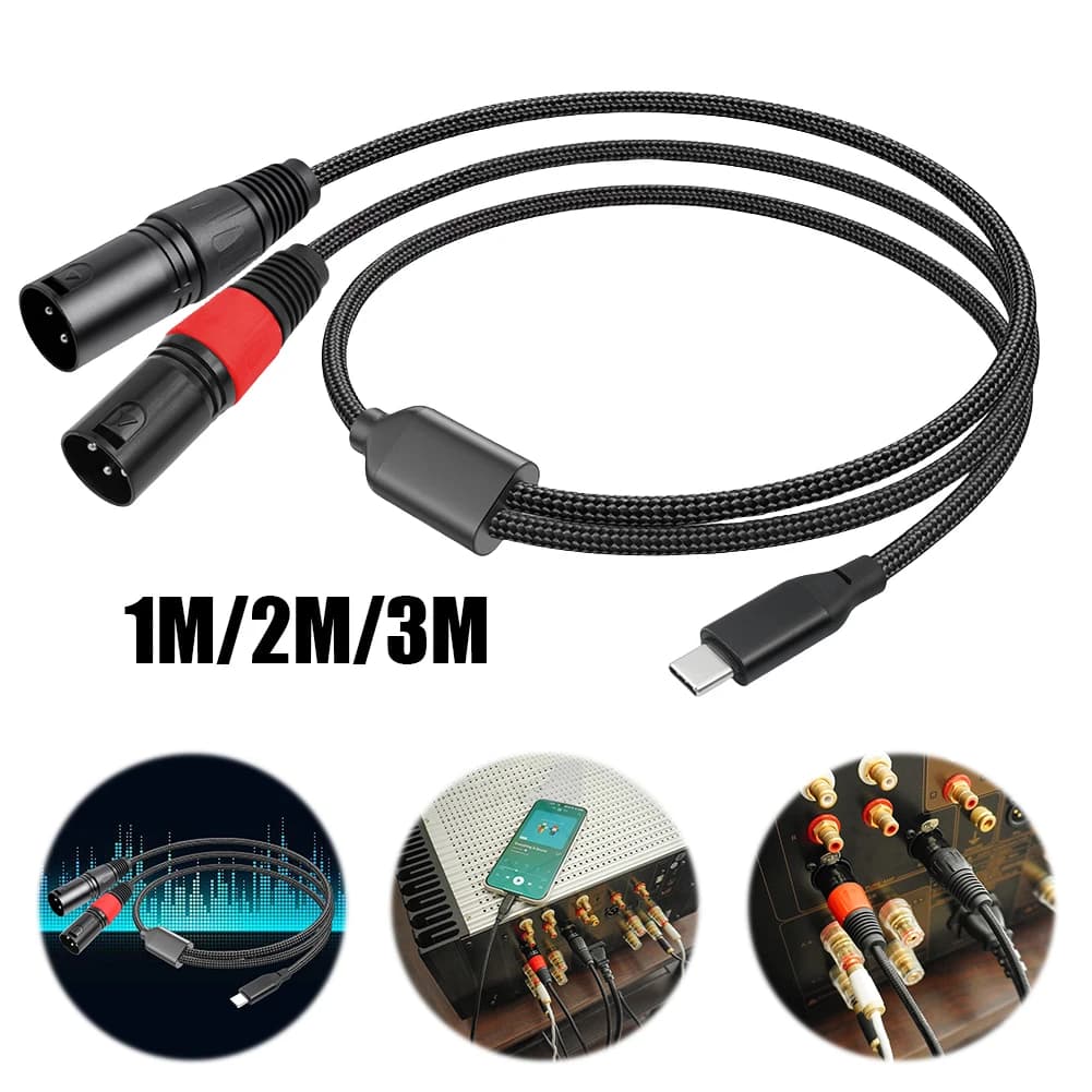 Cavo audio Aux da tipo C a doppio XLR maschio Cavo audio stereo da USB C a XLR maschio Cavo audio da USB C a doppio XLR per telefono portatile iPad