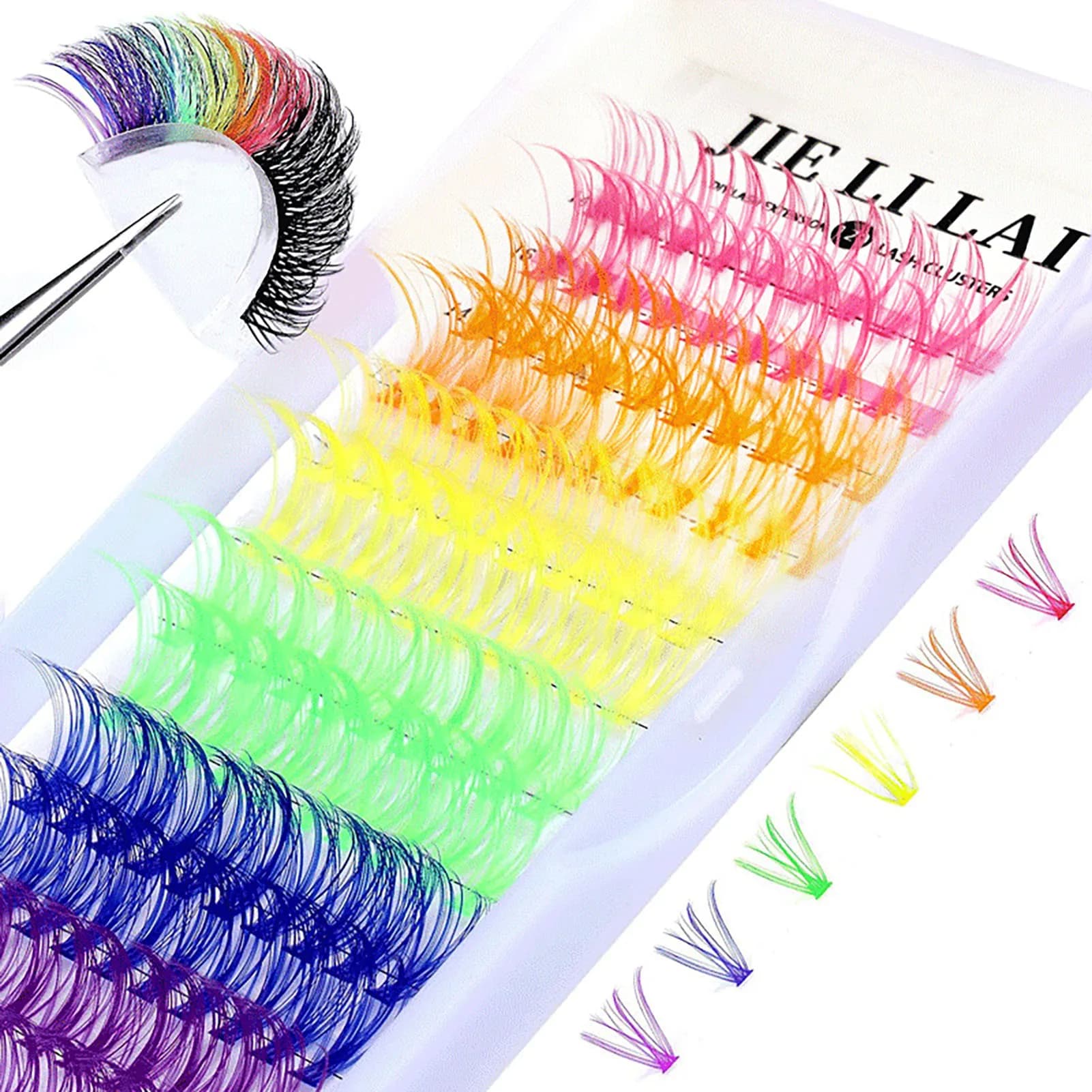 14/16mm D Curl ciglia singole colorate ciglia finte a grappolo colorate forniture per estensioni delle ciglia prodotti per il trucco di Halloween