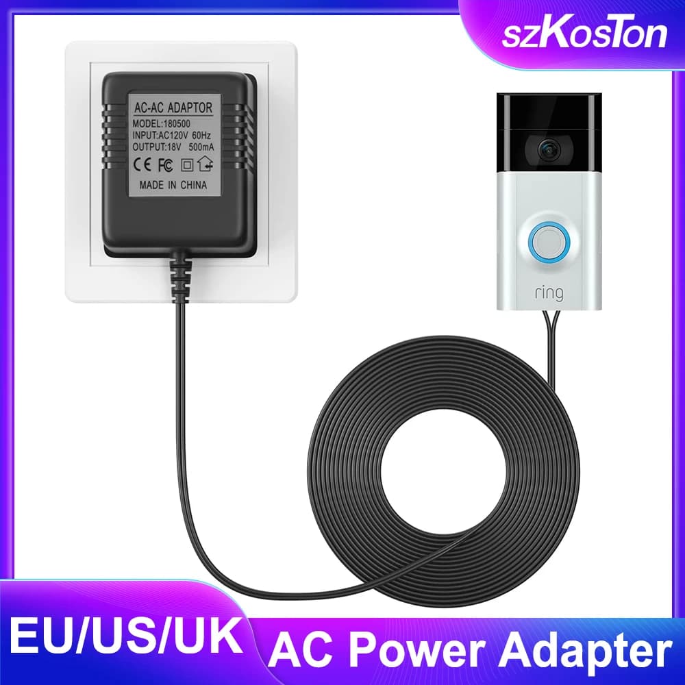 US UK Spina UE 18V AC Adattatore di Alimentazione Trasformatore Caricatore per Wifi Smart Video Campanello Telecamera Campanello Citofono Anello 230V 110V
