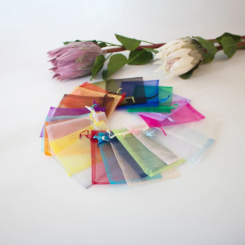 100 pieces of gauze bags with 17×23 cm cord, in various colors, to pack jewelry, wedding gift bags, bags to store items, large bag
