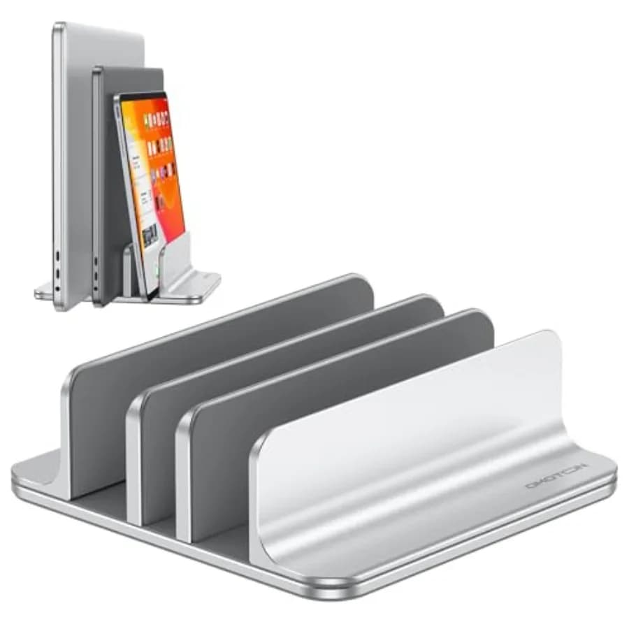 Supporto verticale per laptop [versione aggiornata a 3 slot], supporto da scrivania in alluminio per MacBook con dimensioni del dock regolabili, compatibile con tutti i MacBook