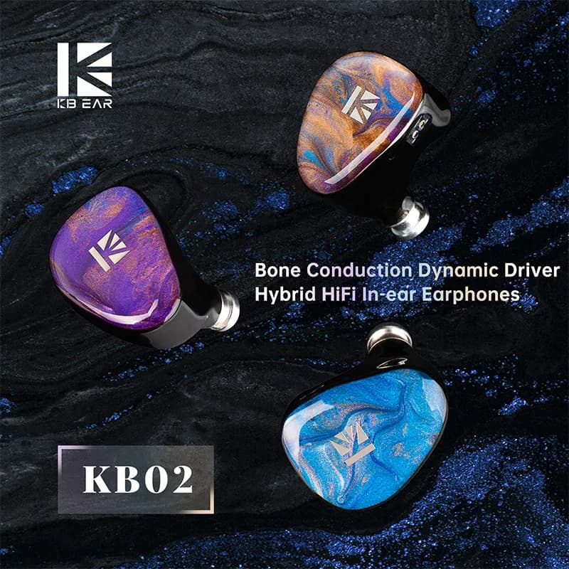 KBEAR KB02 Auricolari ibridi a conduzione ossea in-ear Cuffie cablate con monitor per bassi HiFi con cavo IEM sostituibile Cuffie da gioco