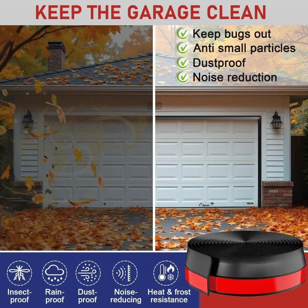 Guarnizione Professionale per Porte da Garage 100CM, Resistente alle Intemperie, Isolante per Parte Superiore e Laterale in TPE