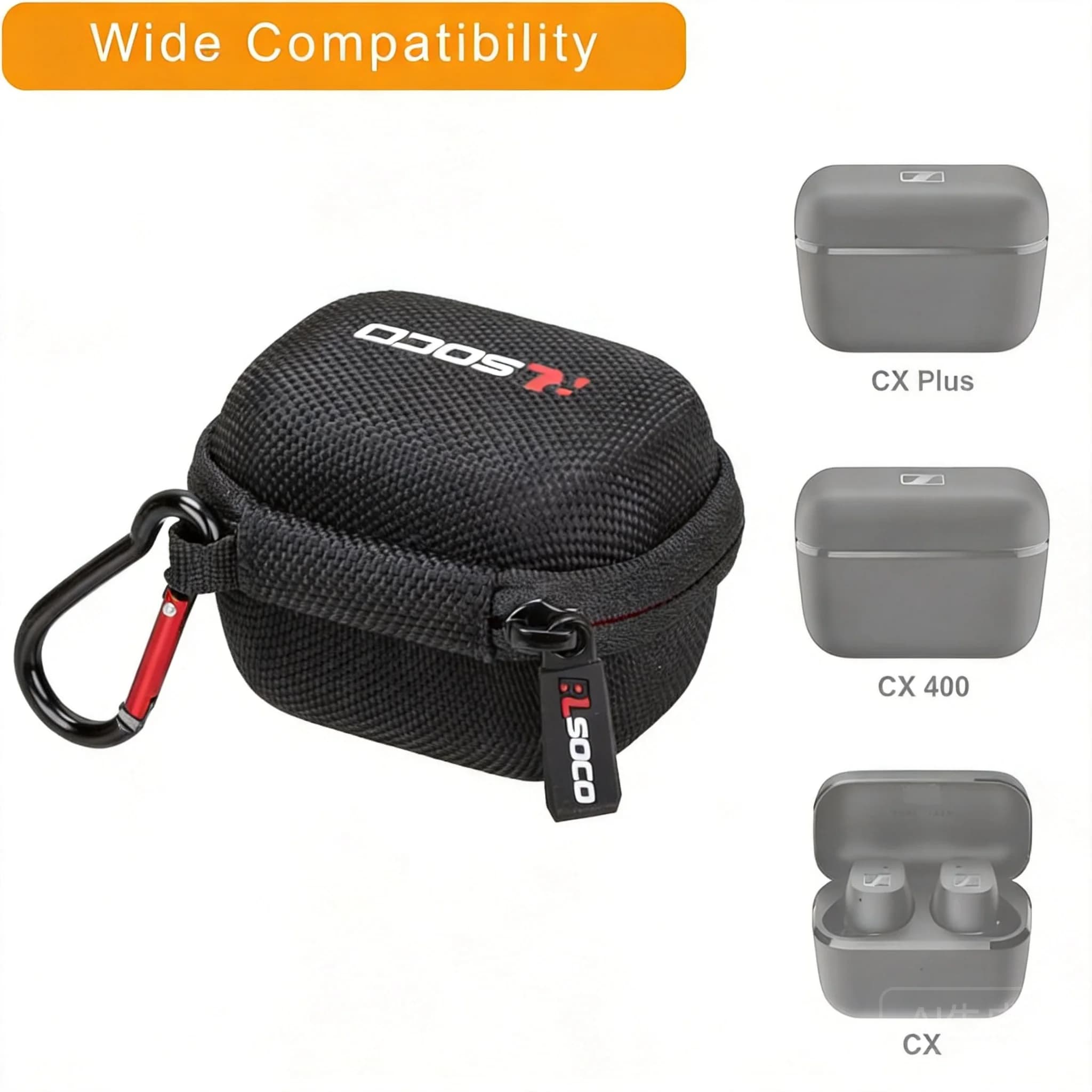 Carrying Case for Sennheiser Consumer Audio CX Plus/CX/CX 400BT / CX 500BT True Wireless Earbuds (Case Only)