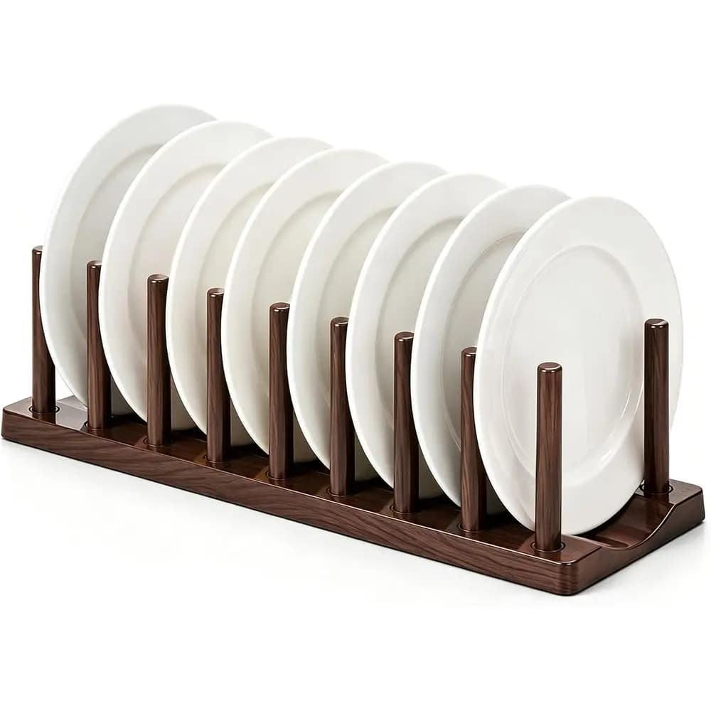Adjustable Veal Plate & Lid Organizer for Kitchen Cabinet or Countertop, Drying Stand for Dishes, Cutting Boards, Pot Lids, Food