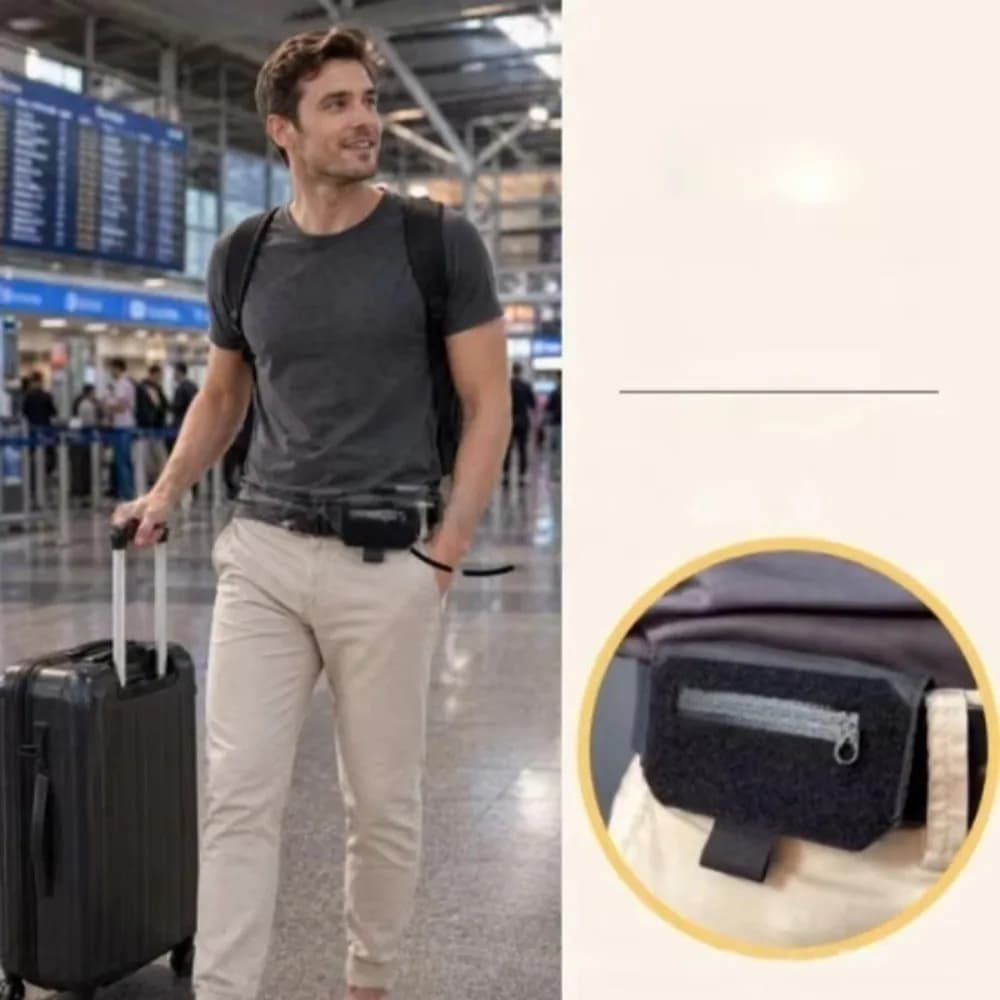 Black Slim Belt Wallet Zero Bulk Hidden Compartment Belt Clip Belt Wallet Anti Theft Hook and Loop Closure Hidden Money Pouch