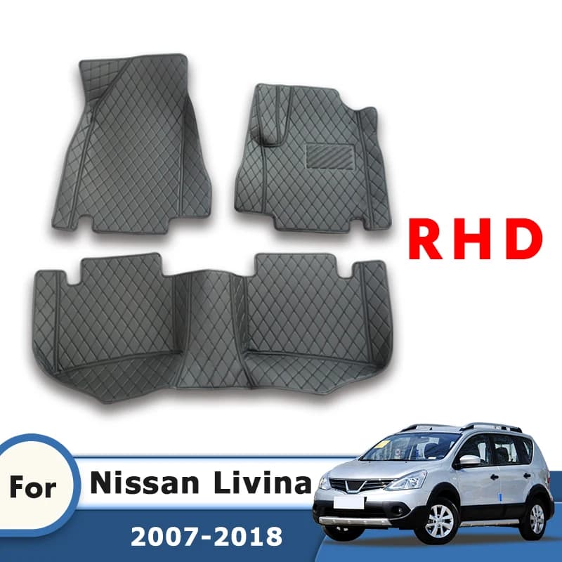 Tappetini auto RHD per Nissan Livina 2018 2017 2016 2015 2014 2013 2012 2011 2010 2009 2008 2007 Accessori auto Tappeto interno