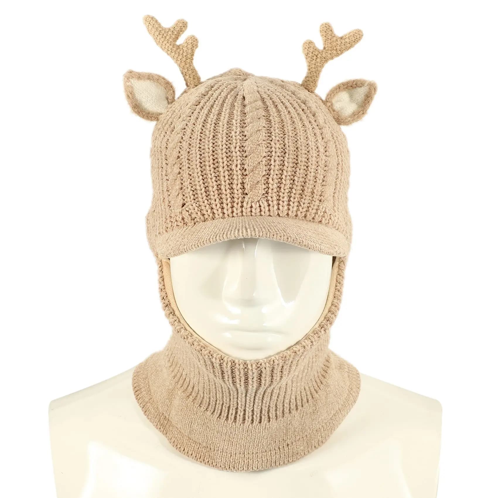 ABXI Cappello invernale per bambini, berretto lavorato a maglia, cappello con collo in maglia, per ragazze e ragazzi, con fodera in pile, regalo di Natale