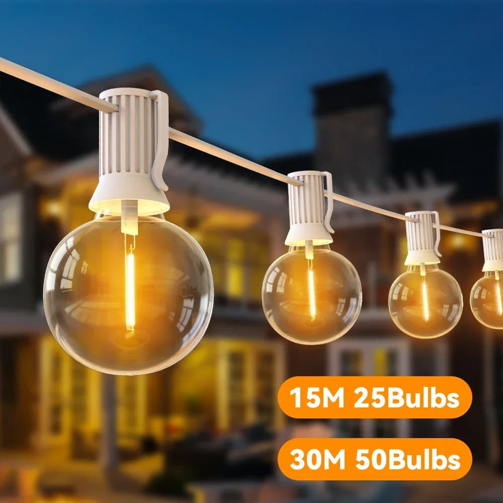 Pop G40 30M Fata Luci Della Stringa Patio Luci Da Giardino Luci Di Natale Regalo Bianco Caldo Cavo Ghirlanda Luce Festa di Nozze Decor Lam