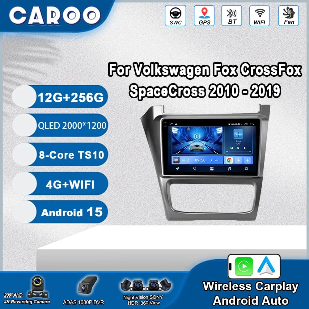 Android 15 For Volkswagen Fox CrossFox SpaceCross 2010 -2019 Car Multimedia Video Player Radio Stereo GPS Navigation Bluetooth