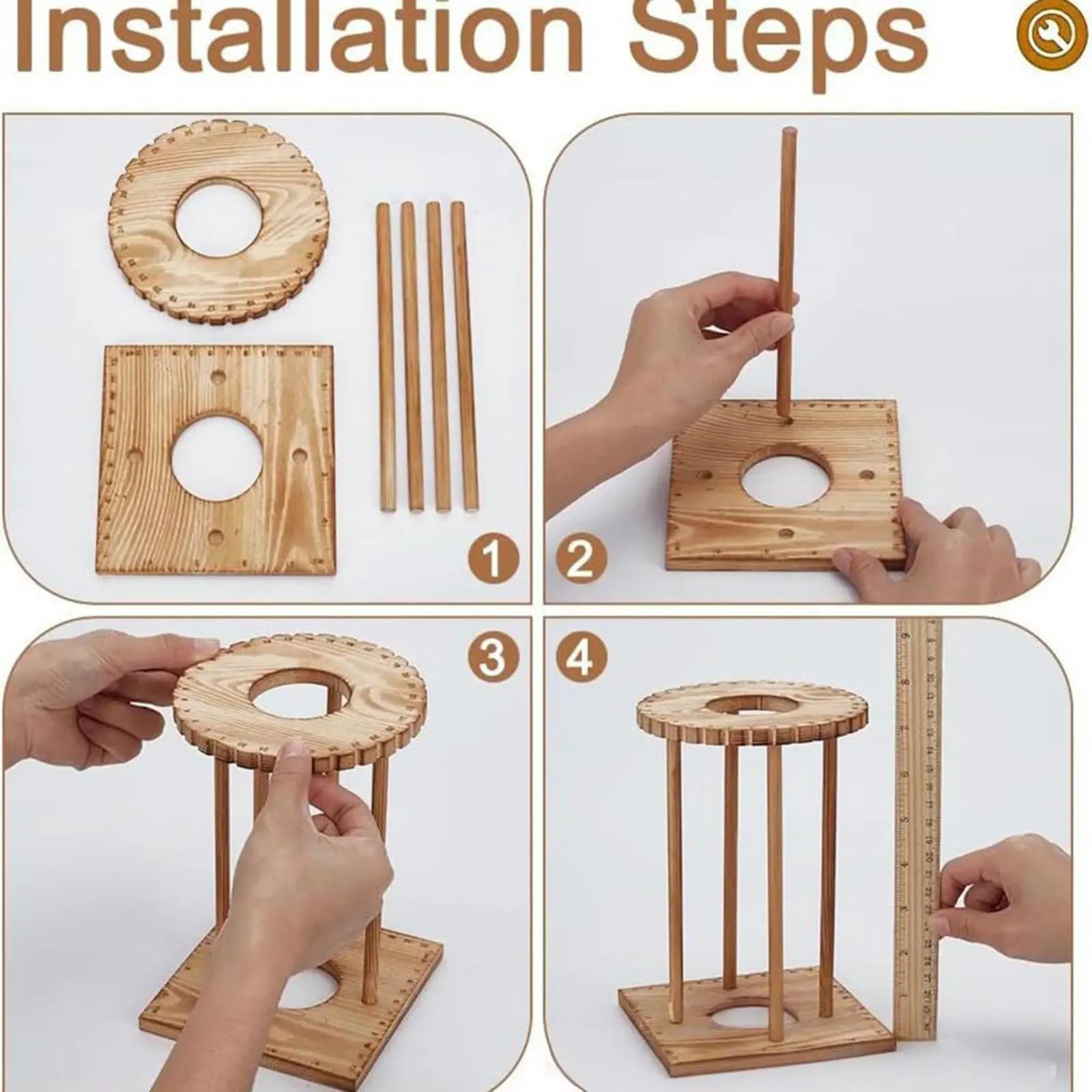 Kumihimo Disk Rack Wooden Weaving Tool, Easy Use, Beaded Cord Crafts Hand Rope Loom, Jewelry Making DIY Bracelet Braiding Disk