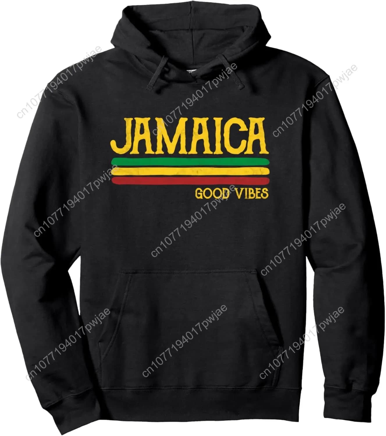 Felpa con Cappuccio Divertente Souvenir Giamaicano, Colori Rasta Reggae
