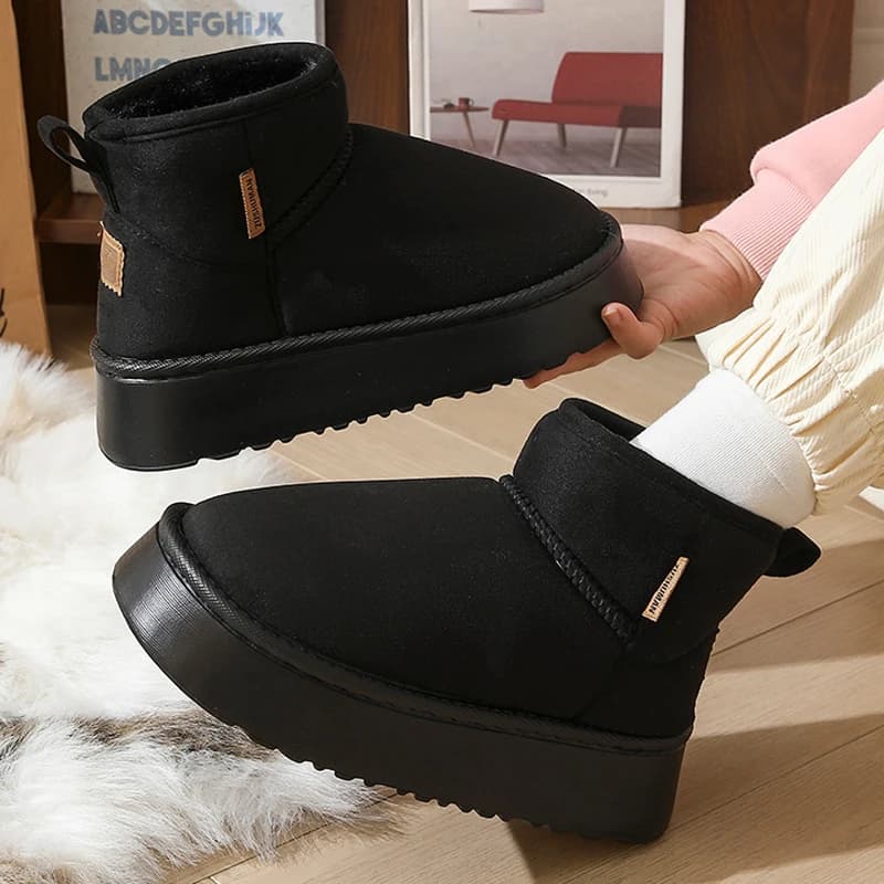 Stivali da neve in peluche Donna Inverno Donna Caldo antiscivolo Impugnatura antiscivolo Morbida coperta per la casa Soffici pantofole da casa Scarpe alla caviglia piatta