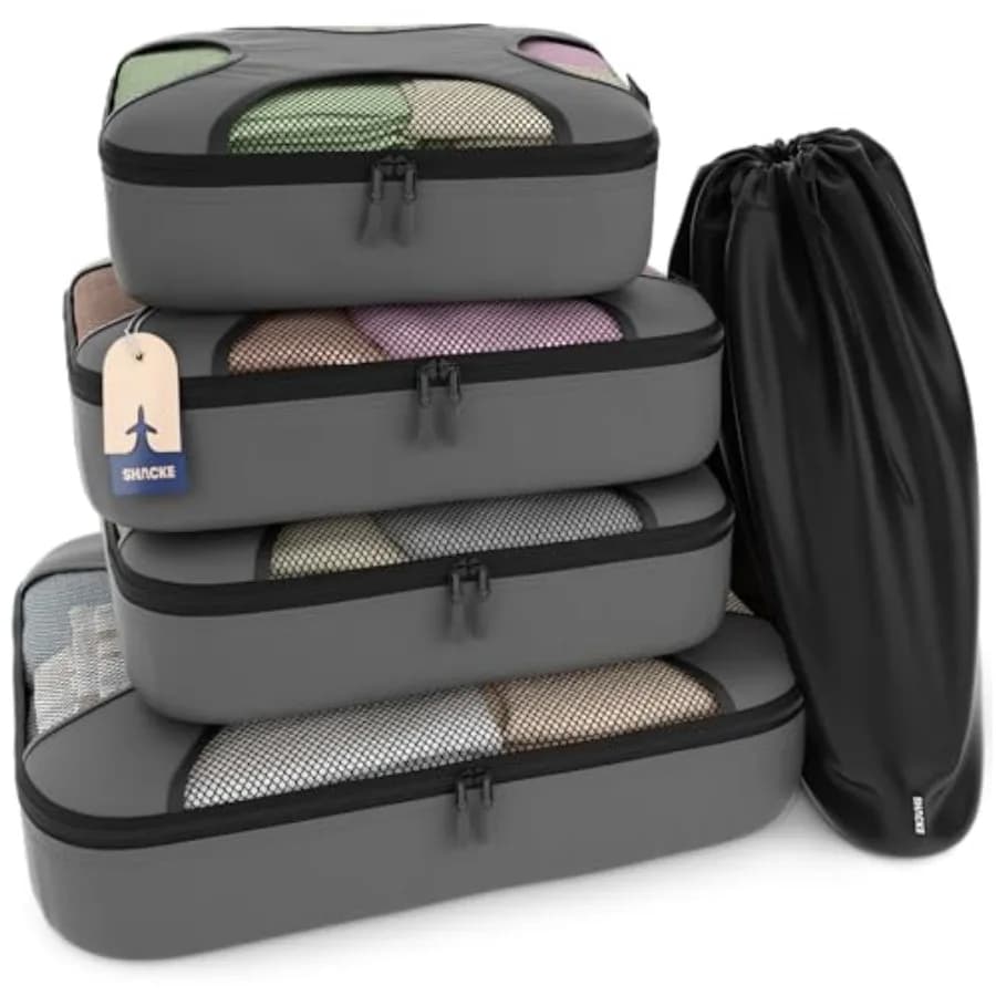 Set di 5 Cubi Organizzatori per Valigie - Borse Comprimibili per Organizzare il Bagaglio - Organizer da Viaggio Versatile per Donne e Uomini - Ottimizzato