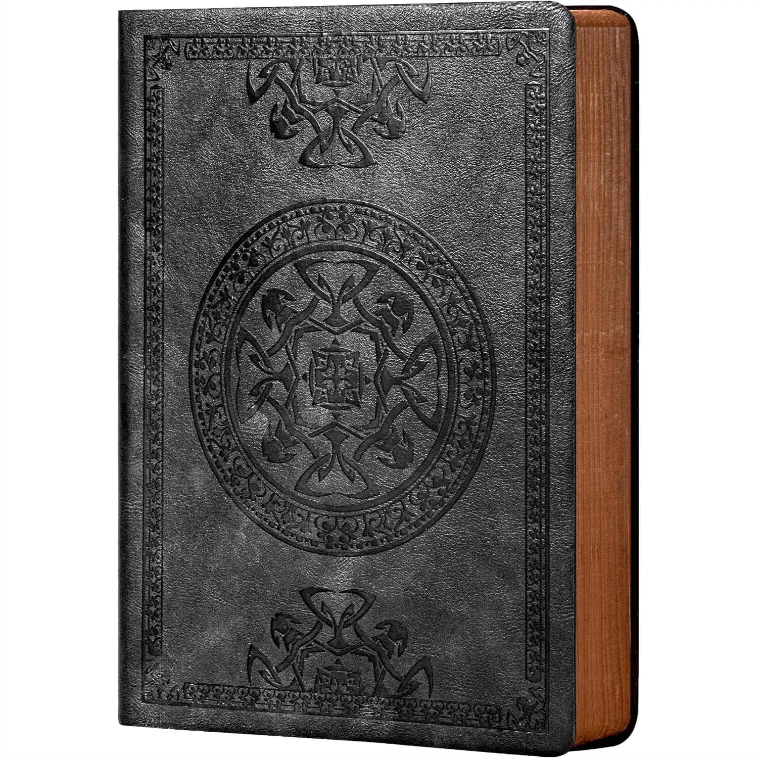 Lined Journal for Men Soft Cover Leather Notebook 180 Lay Flat Vintage Diary 5.7''x8.3'' Black
