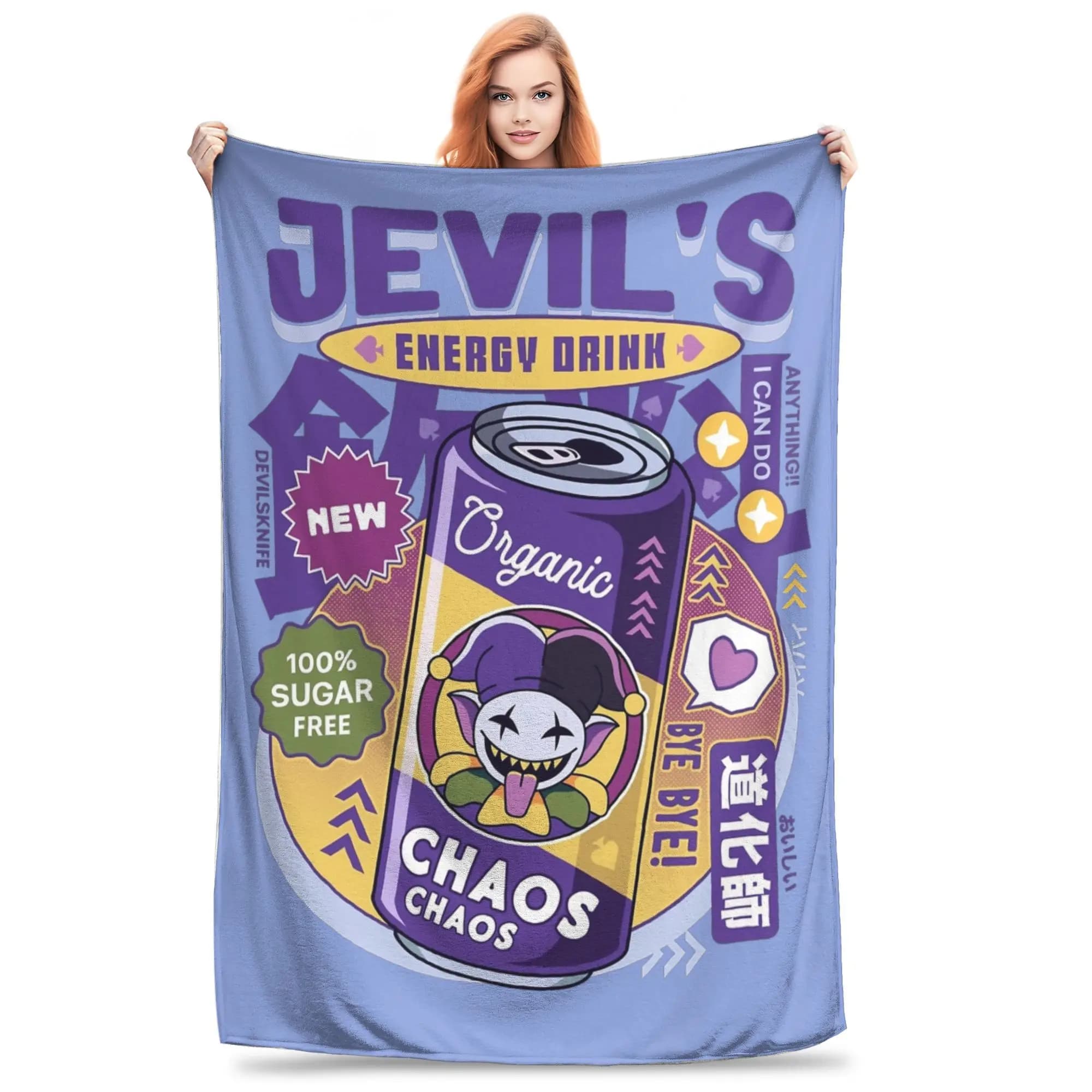 Coperte in pile Jevil Energy Drink Deltarune, coperte per divano, camera da letto, coperte calde per letto